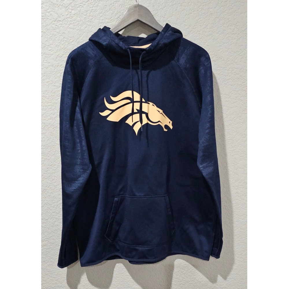 Like New Nike Navy Blue Broncos Dri-fit Logo Hoodie